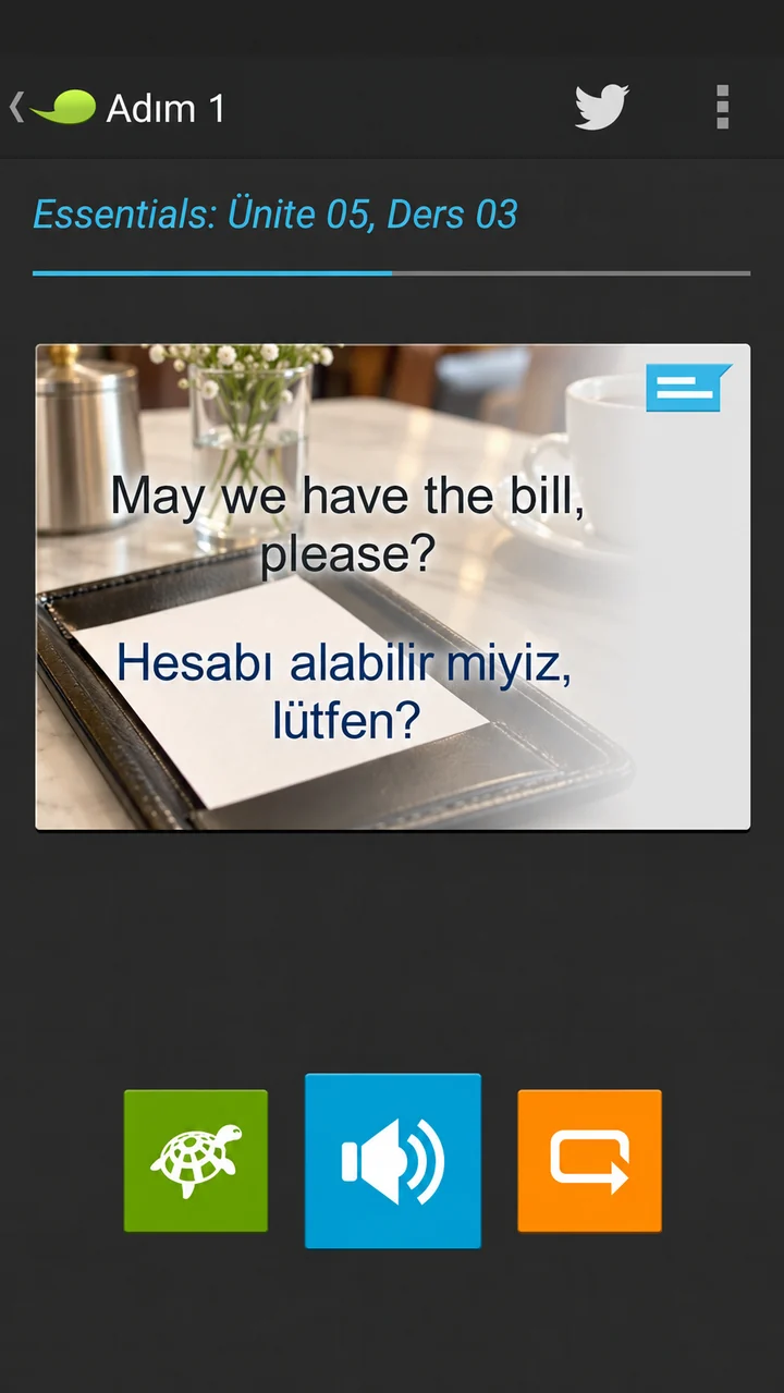 Mobil uygulamada hesap isteme cümlesi